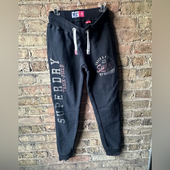 Superdry Black Track Field Sweatpants - Picture 1 of 8